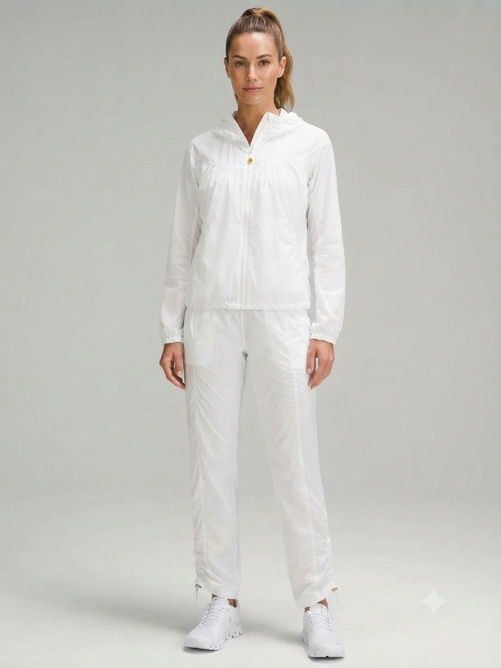 Vtg Lululemon Y2K White Lightweight Jacket Sz 8 Retro Crispy (RARE Gold Pull)